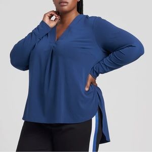 Universal Standard Swoop High Low Jersey Tunic Top Blue